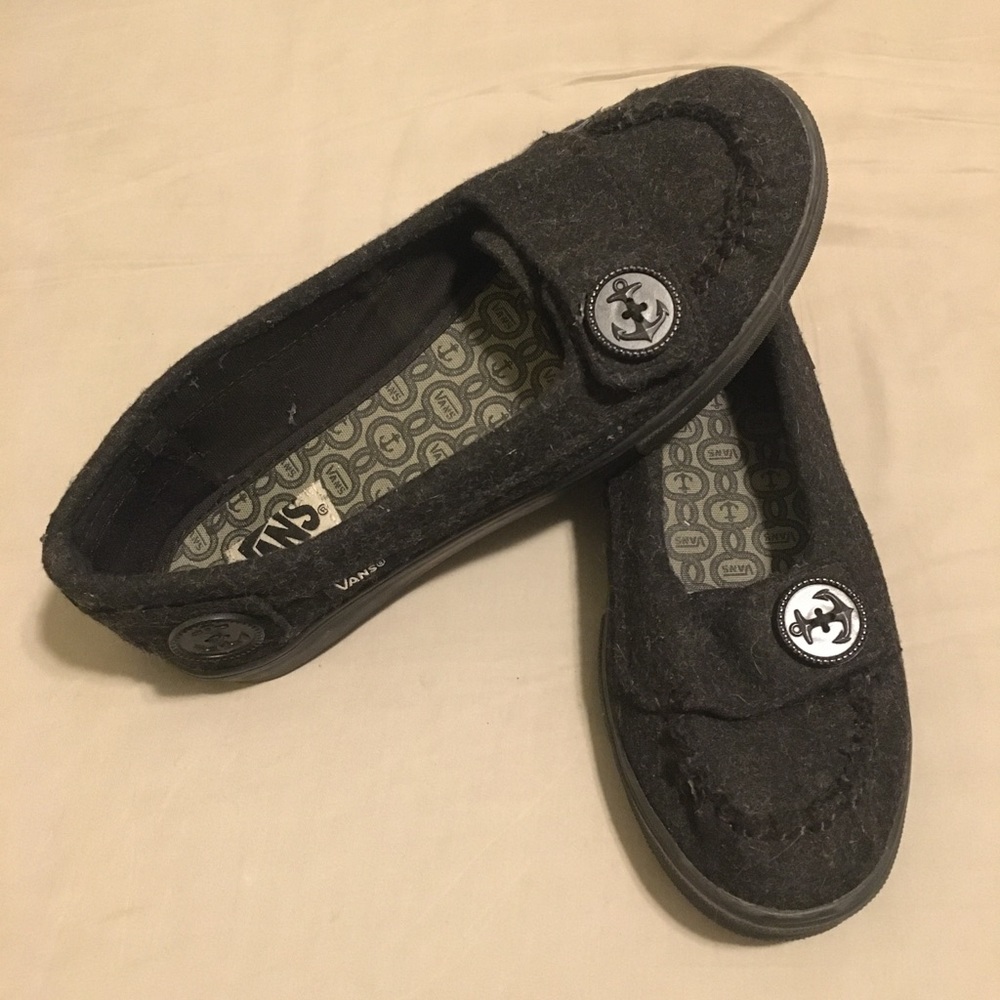 Gray textile slip on Vans